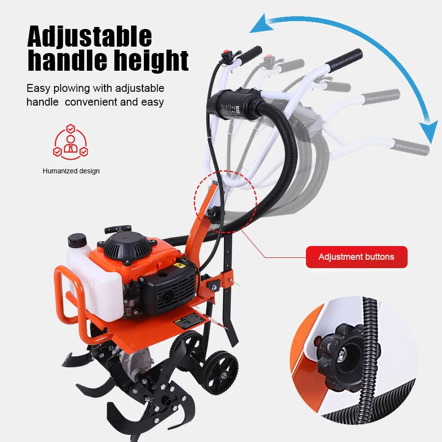 Gasoline Cultivator 4 Stroke/2 Stroke Multi-function Rotary Tiller Machinery Compact Micro Tiller for Home Garden and Small