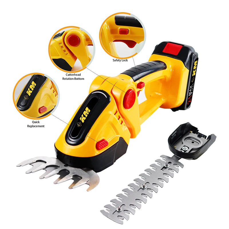 Handheld Hedge Trimmer Multifunctional Portable Electric Trimmer Outdoors Cordless Lawn Mower Household Gardens Cutting Tools