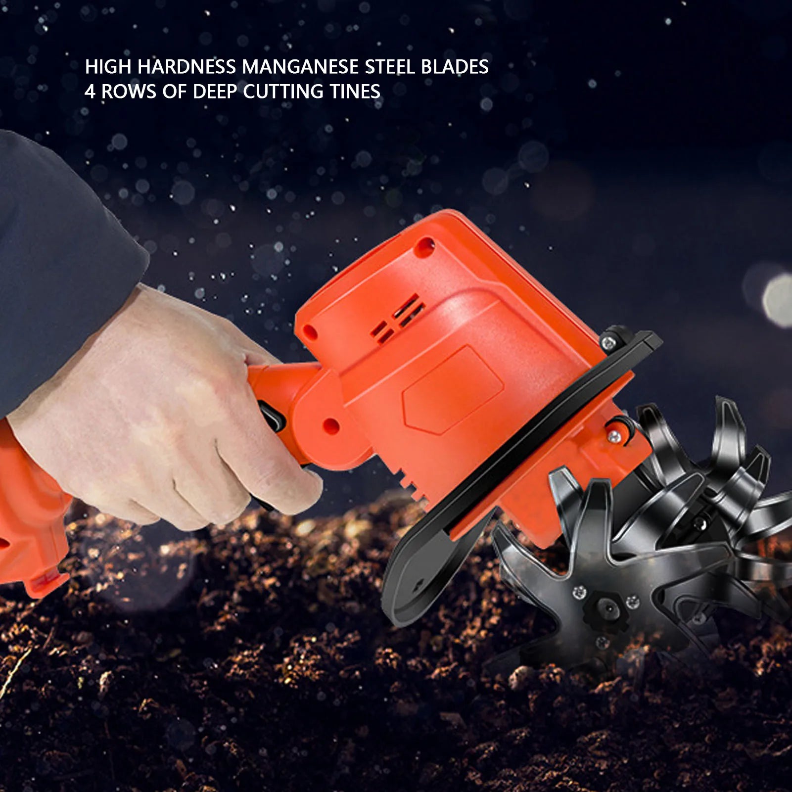 Cordless Cultivator 4 Inch Work Width Depth 1500mAh Li Battery 235RPM Copper Motor Mini Electric Tiller for Greenhouse Tilling