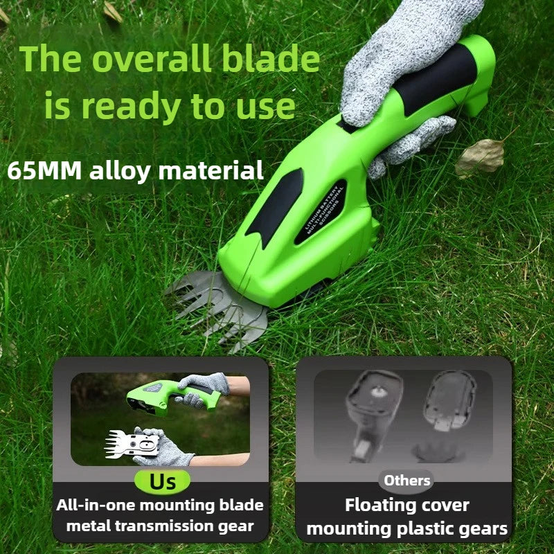 2 in 1 Cordless Hedge Trimmer Grass Electric Handheld Shrub Hedge Trimmer Blade Rechargeable Bush Trimmers Garden Pruning Tools