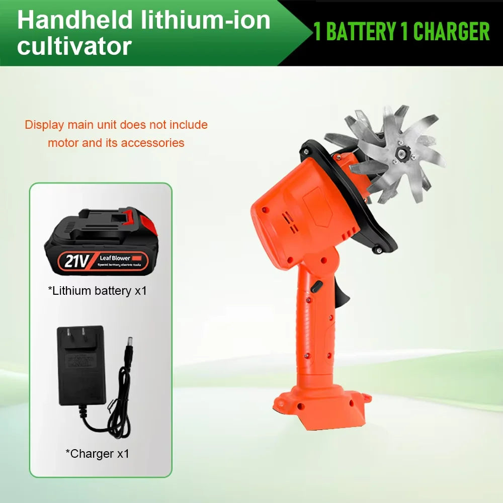 Cordless Electric Tiller Cultivator Portable Electric Garden Rotavator For Garden Vegetable Field Greenhouse Garden Power Tool