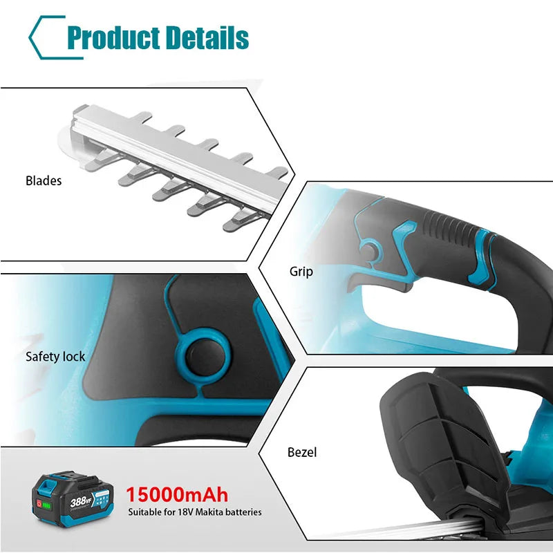 Cordless Electric Hedge Trimmer Multifunction Double Blades Garden Lawn Mower Tools For Makita 18V Battery(No Battery)