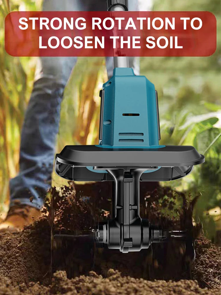 Cultivator 21V Electric Tiller for Makita Battery 4 Blades Electric Lawn Mower Cordless Grass Trimmer Garden Tools(NO Battery)