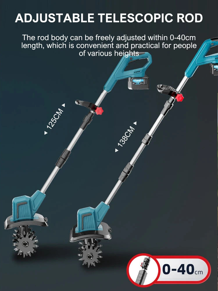 Cultivator 21V Electric Tiller for Makita Battery 4 Blades Electric Lawn Mower Cordless Grass Trimmer Garden Tools(NO Battery)