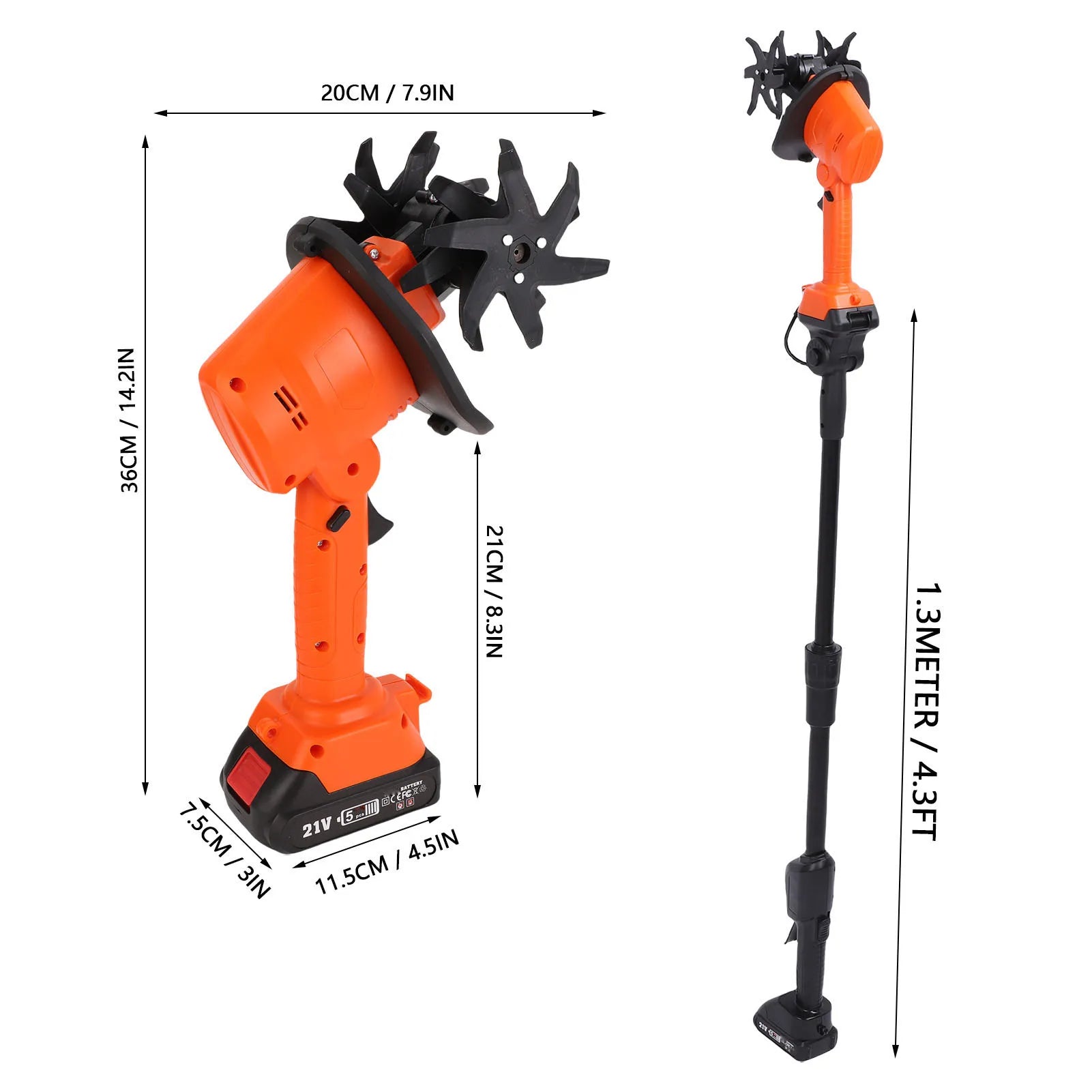 Cordless Cultivator 4 Inch Work Width Depth 1500mAh Li Battery 235RPM Copper Motor Mini Electric Tiller for Greenhouse Tilling