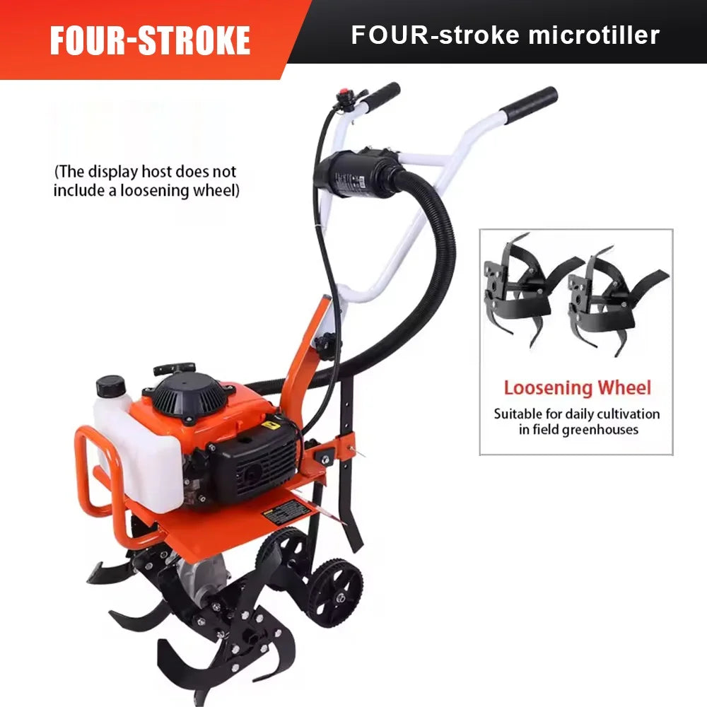 Gasoline Cultivator 4 Stroke/2 Stroke Multi-function Rotary Tiller Machinery Compact Micro Tiller for Home Garden and Small