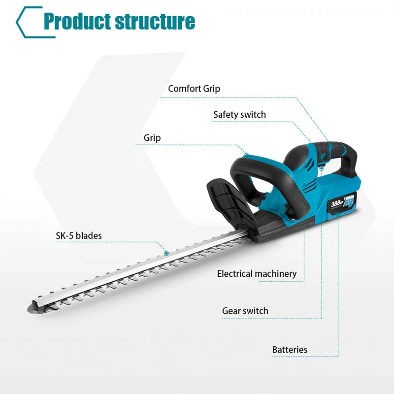 Cordless Electric Hedge Trimmer Multifunction Double Blades Garden Lawn Mower Tools For Makita 18V Battery(No Battery)