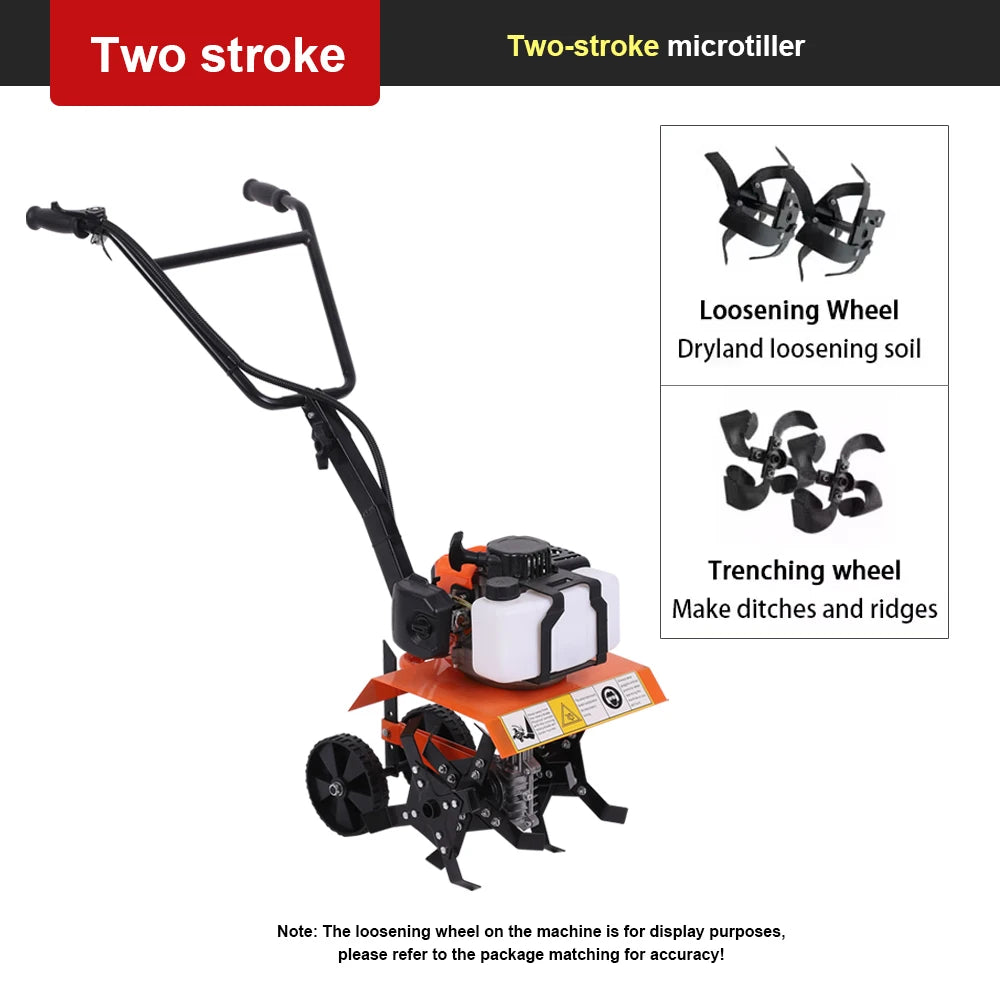 Gasoline Cultivator 4 Stroke/2 Stroke Multi-function Rotary Tiller Machinery Compact Micro Tiller for Home Garden and Small