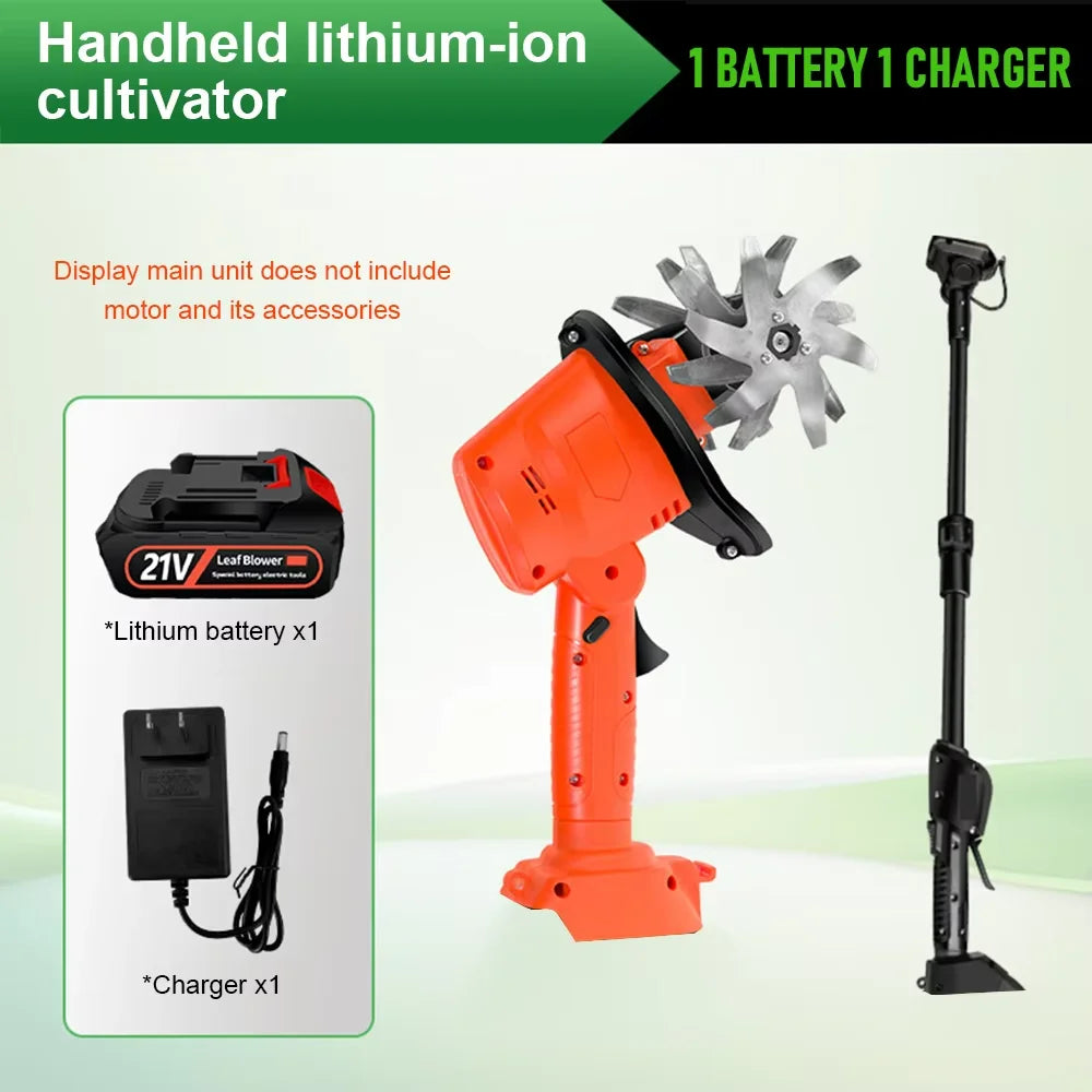 Cordless Electric Tiller Cultivator Portable Electric Garden Rotavator For Garden Vegetable Field Greenhouse Garden Power Tool