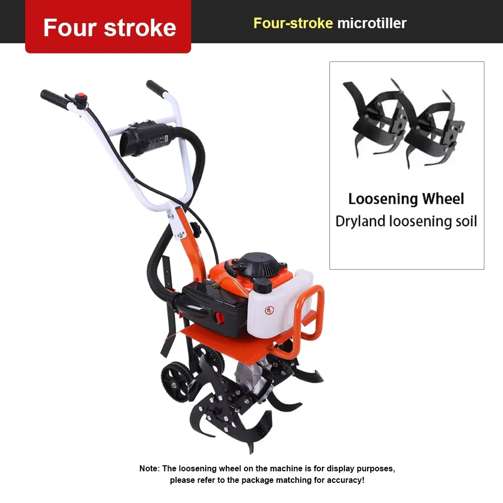 Gas-Powered Micro Cultivator Agricultural Garden Tools Compact Multi-function Rotary Tiller Machinery Farm Tilling Equipment
