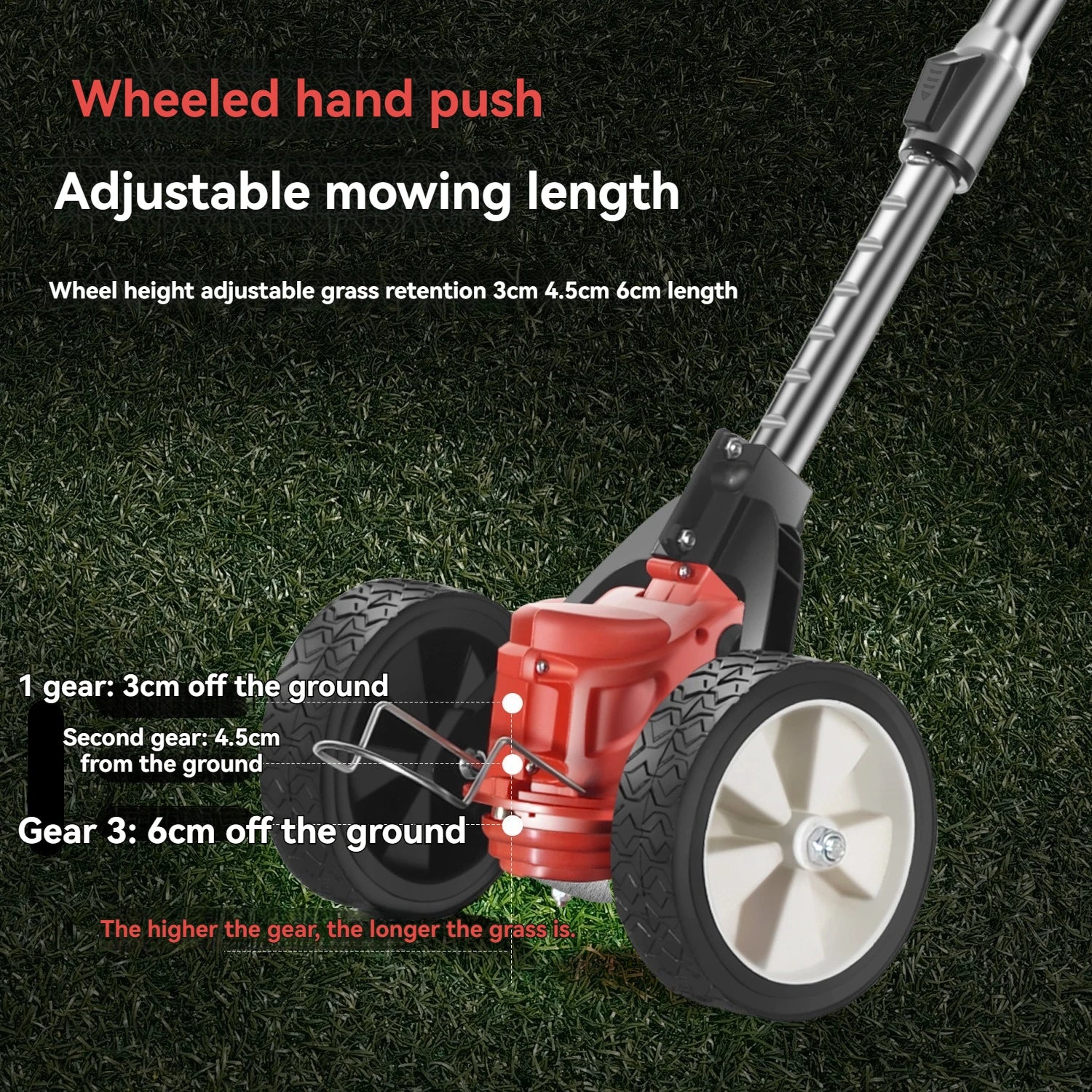 Cordless grass trimmer with adjustable folding cutterWith wheels TrimmersWeeding Machine Hand-push Weeder Grass