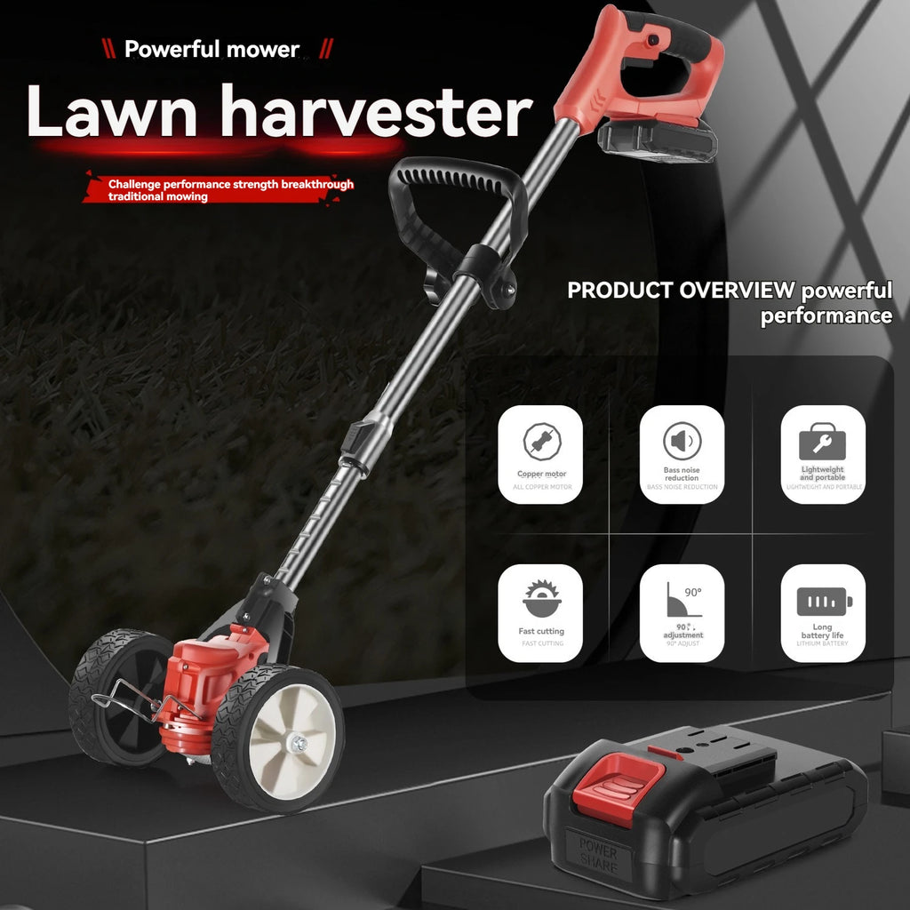 Cordless grass trimmer with adjustable folding cutterWith wheels TrimmersWeeding Machine Hand-push Weeder Grass