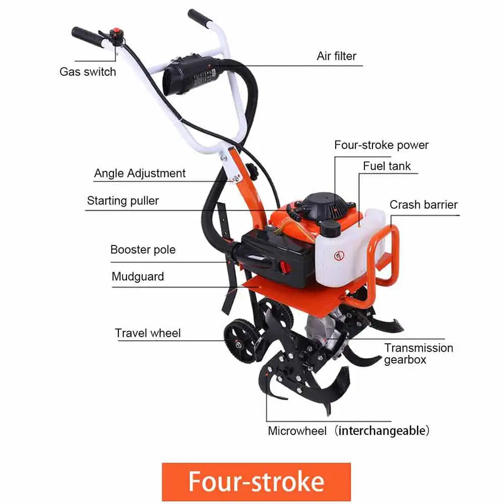 Gasoline Micro Cultivator Agricultural Garden Tools Gasoline Multi-function Minitype Rotary Tiller Machinery for Far