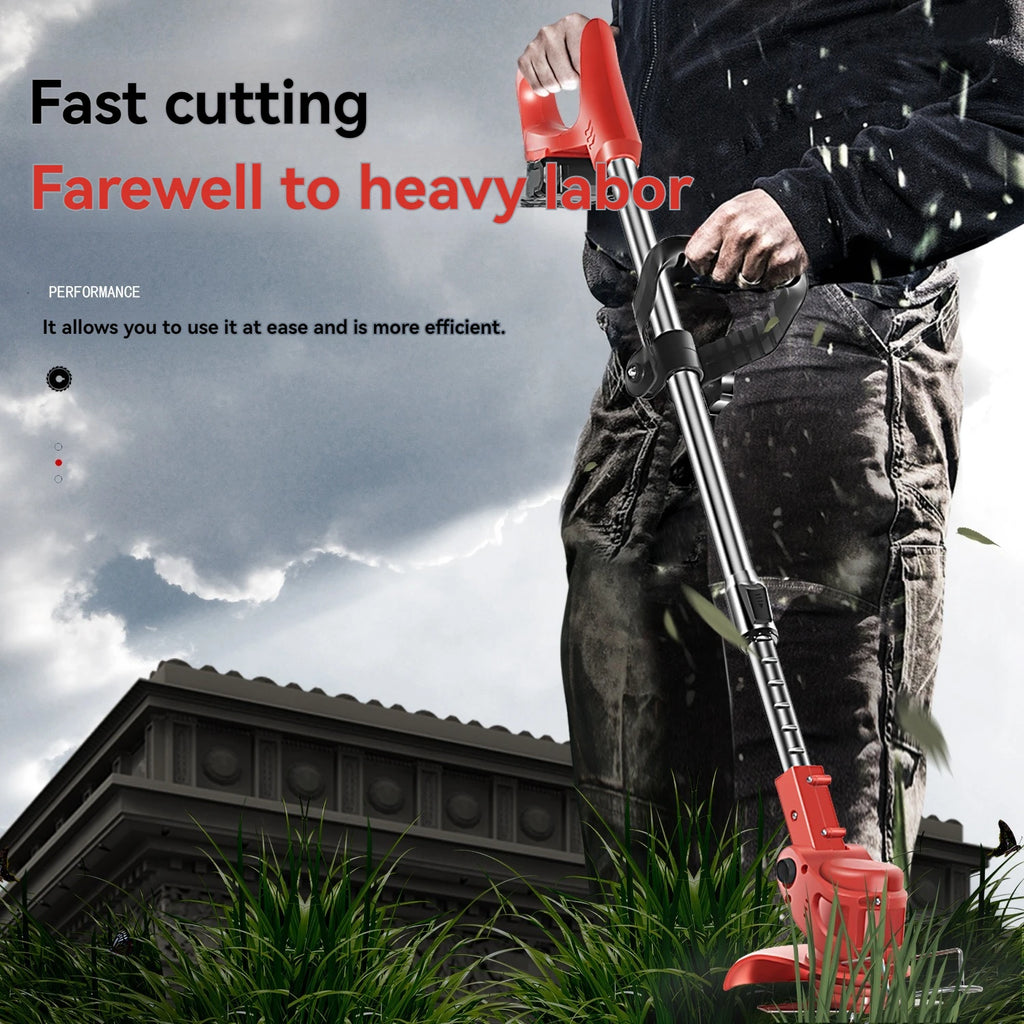 Cordless grass trimmer with adjustable folding cutterWith wheels TrimmersWeeding Machine Hand-push Weeder Grass