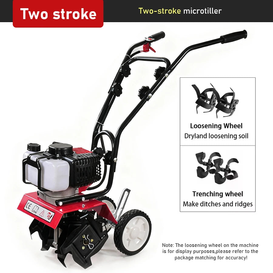 Gas-Powered Micro Cultivator Agricultural Garden Tools Compact Multi-function Rotary Tiller Machinery Farm Tilling Equipment