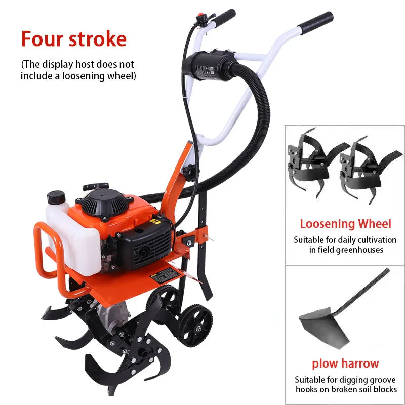 Gasoline Micro Cultivator Agricultural Garden Tools Gasoline Multi-function Minitype Rotary Tiller Machinery for Far